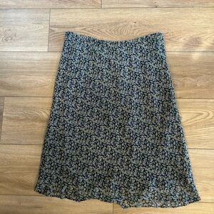 Vintage Jones New York Sport Silk Floral Skirt Size 10 Navy